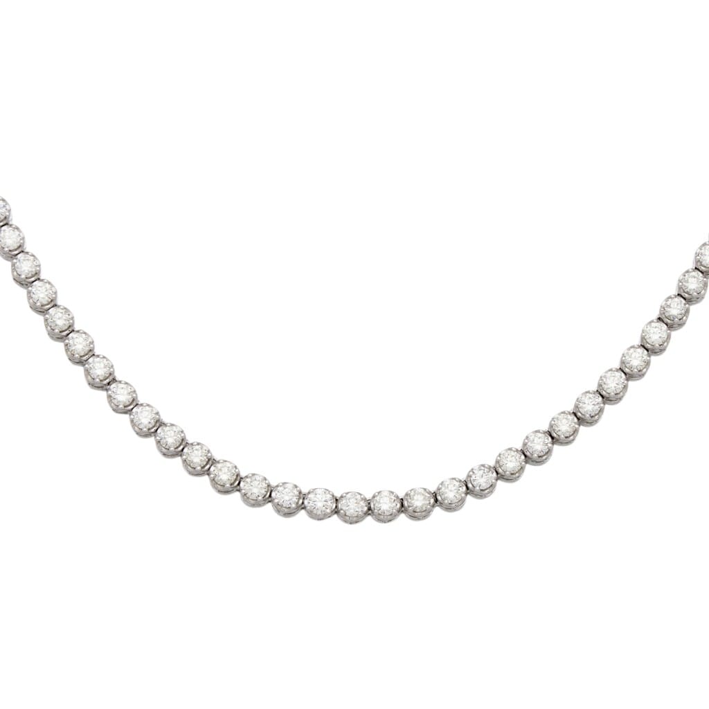 White Gold and 8.25ctw Round Brilliant Cut Diamond Tennis Necklace
