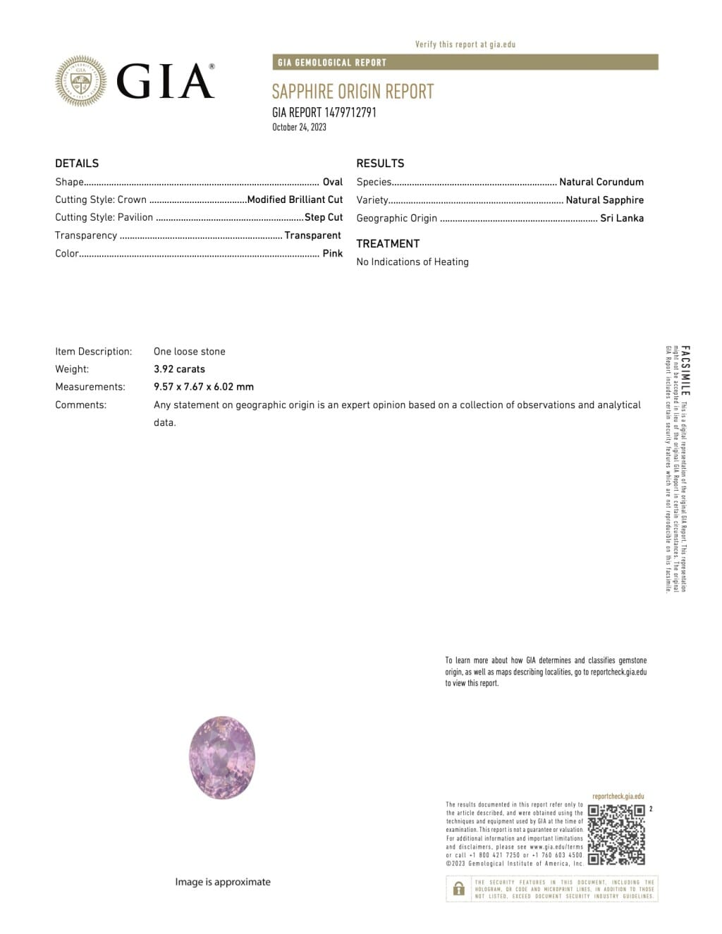 Platinum, 3.92ct Ceylon Pink Sapphire and Diamond Ring