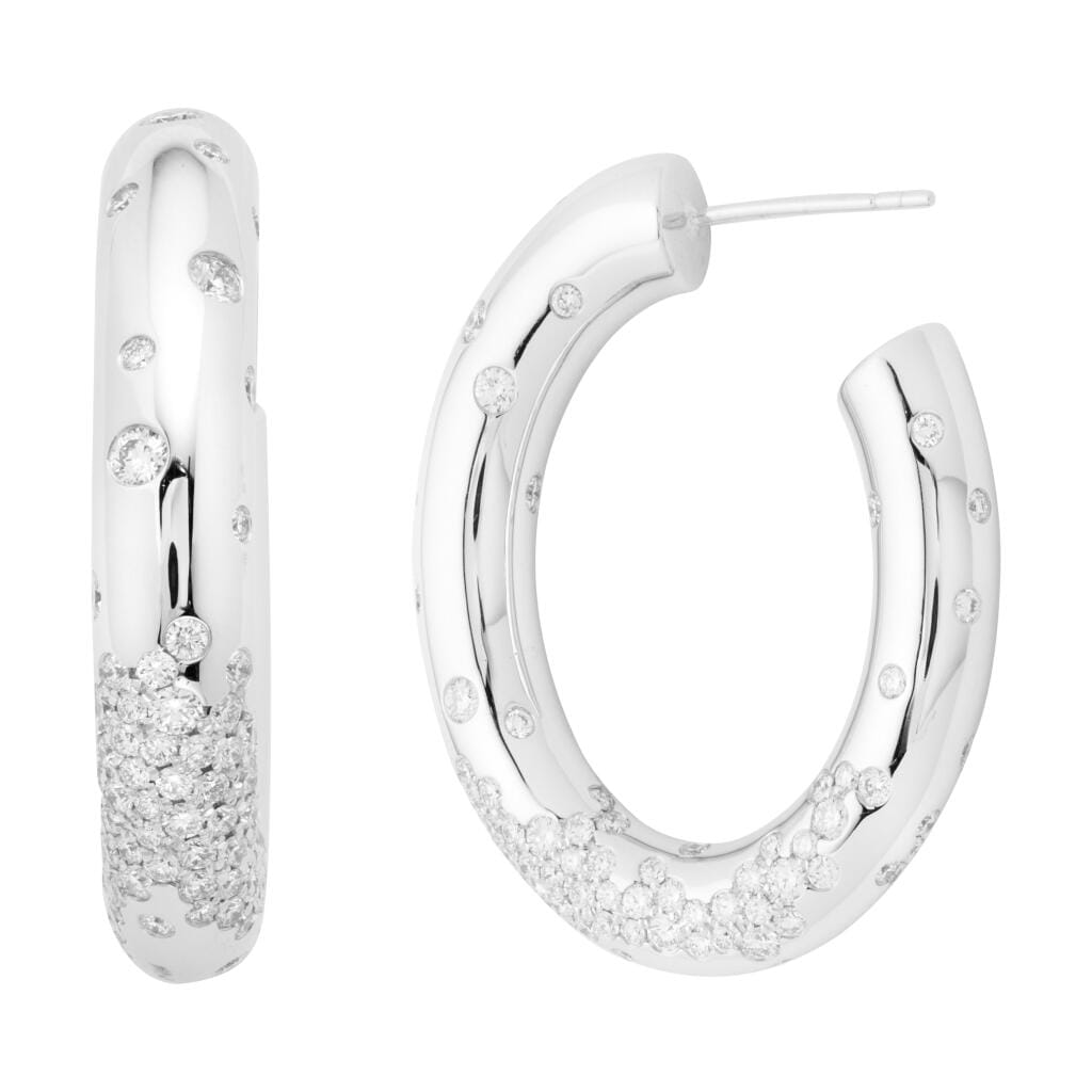 White Gold and Diamond Hoop Earrings