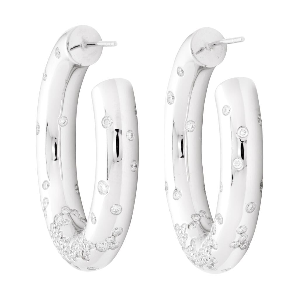 White Gold and Diamond Hoop Earrings
