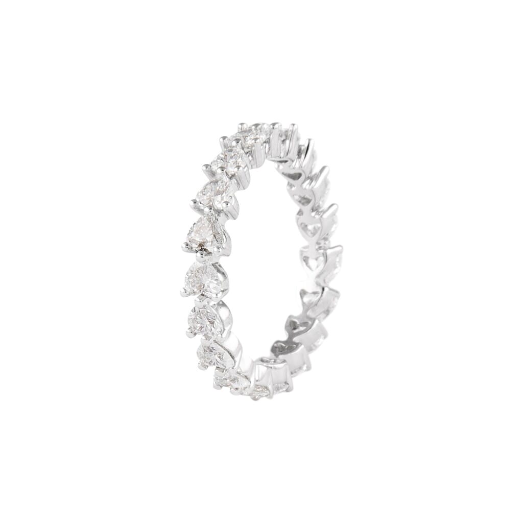 Platinum and 2.15ctw Heart Shape Diamond Eternity Band Ring