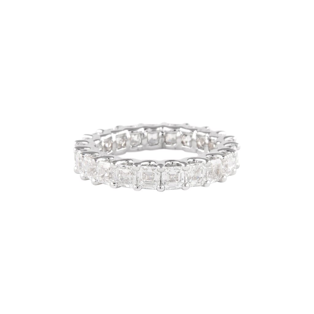 White Gold and 3.25ctw Asscher Cut Diamond Eternity Band Ring