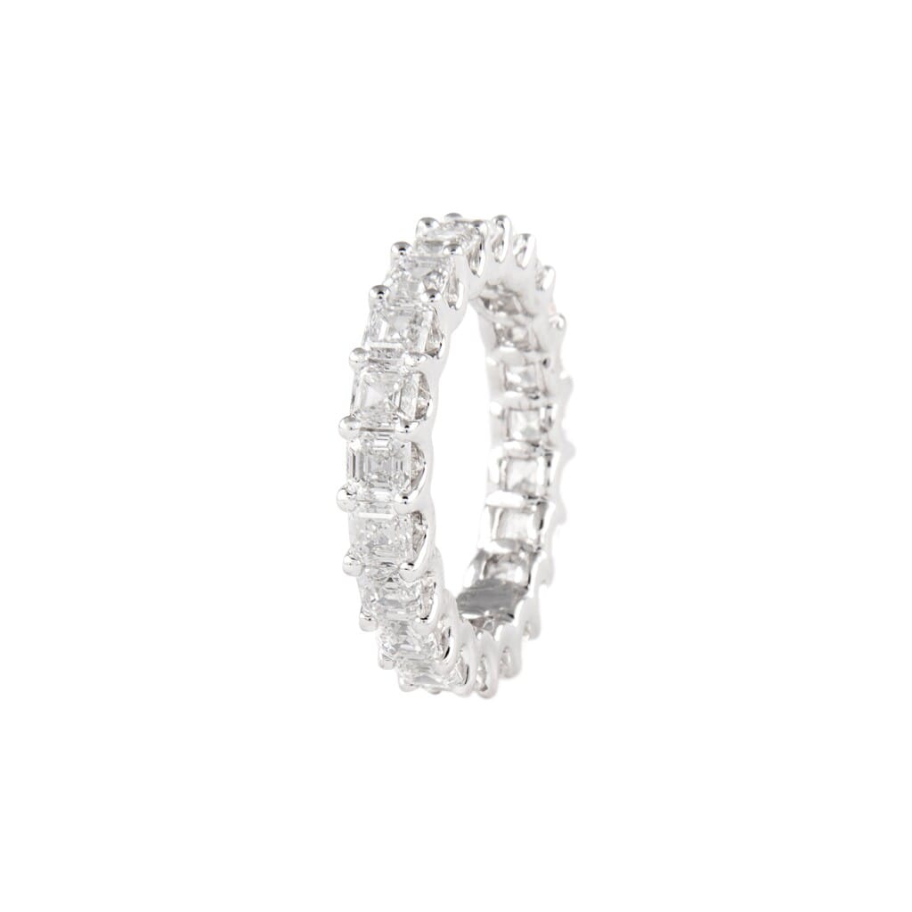 White Gold and 3.25ctw Asscher Cut Diamond Eternity Band Ring