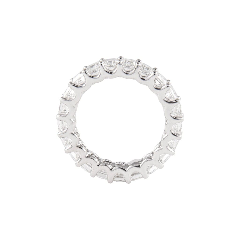 White Gold and 3.25ctw Asscher Cut Diamond Eternity Band Ring