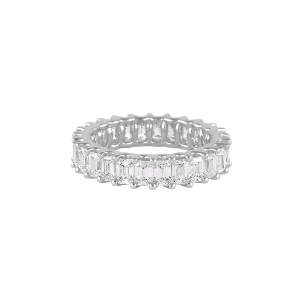 White Gold and 3.95ctw Emerald Cut Diamond Eternity Band Ring