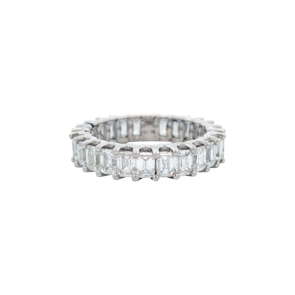 White Gold and 3.95ctw Emerald Cut Diamond Eternity Band Ring