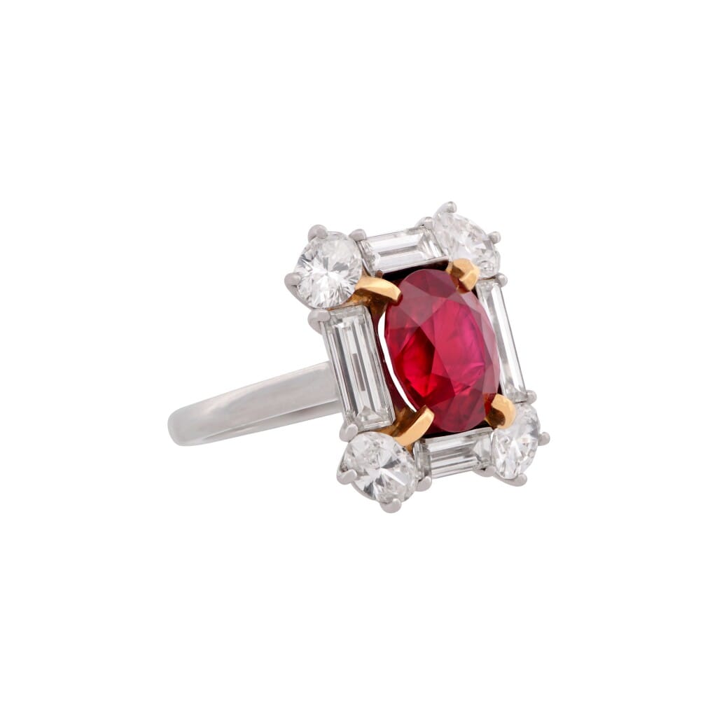 Platinum, 4.04ct Burmese Ruby and Diamond Ring