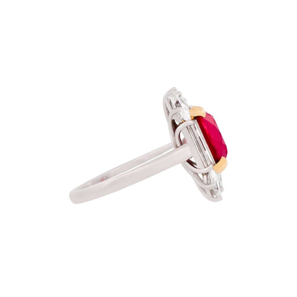 Platinum, 4.04ct Burmese Ruby and Diamond Ring