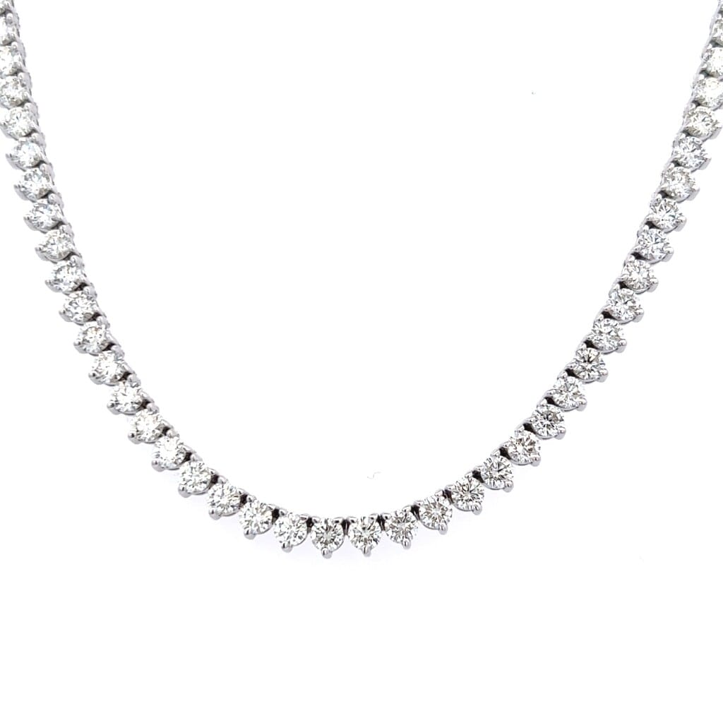 White Gold and 13.50ctw Round Brilliant Cut Diamond Tennis Necklace