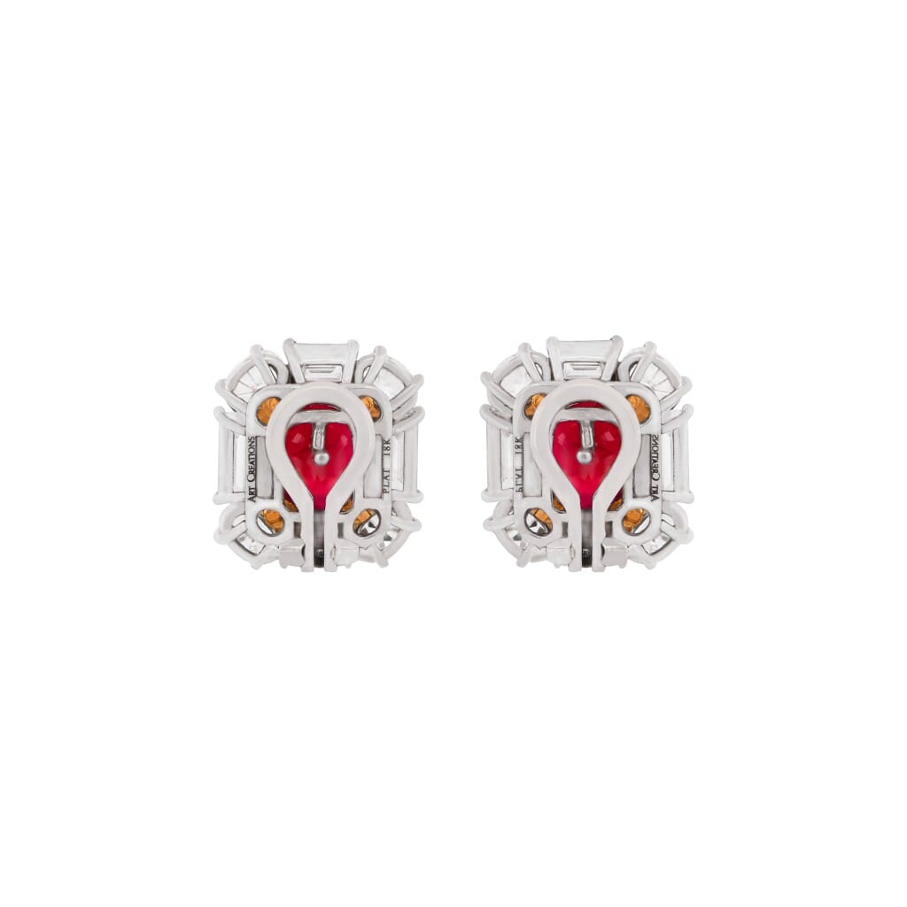 Platinum, 6.02ctw Burmese Ruby and Diamond Earrings