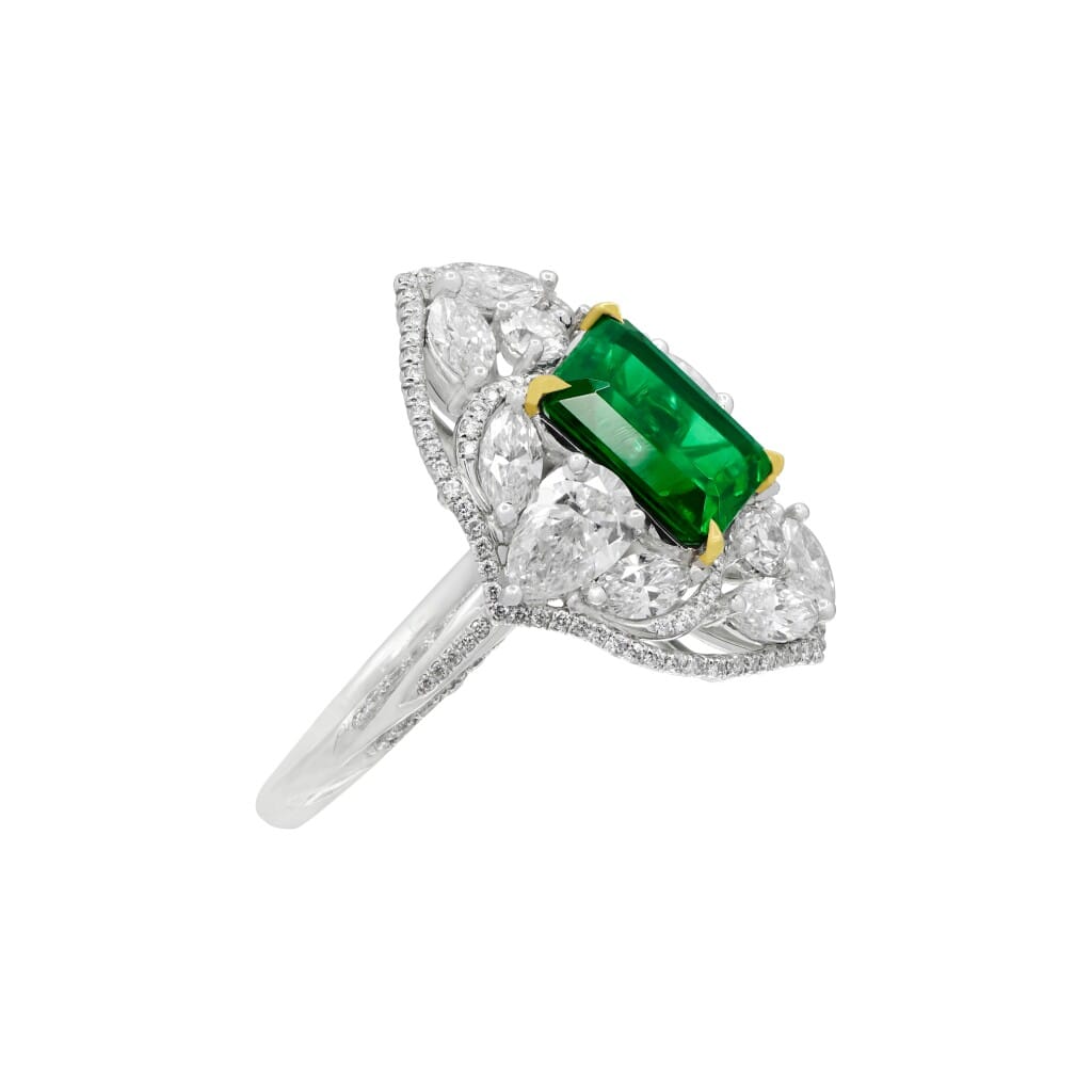 Platinum, 2.94ct Zambian Emerald and Diamond Ring