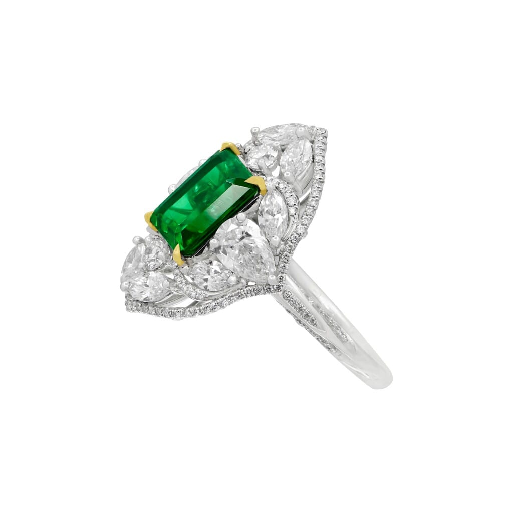 Platinum, 2.94ct Zambian Emerald and Diamond Ring