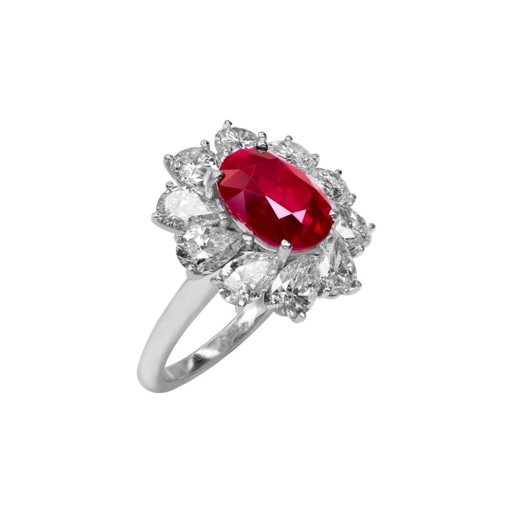 Platinum, 4.39ct Burmese Ruby and Diamond Ring