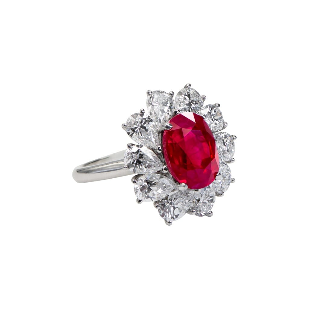 Platinum, 4.39ct Burmese Ruby and Diamond Ring