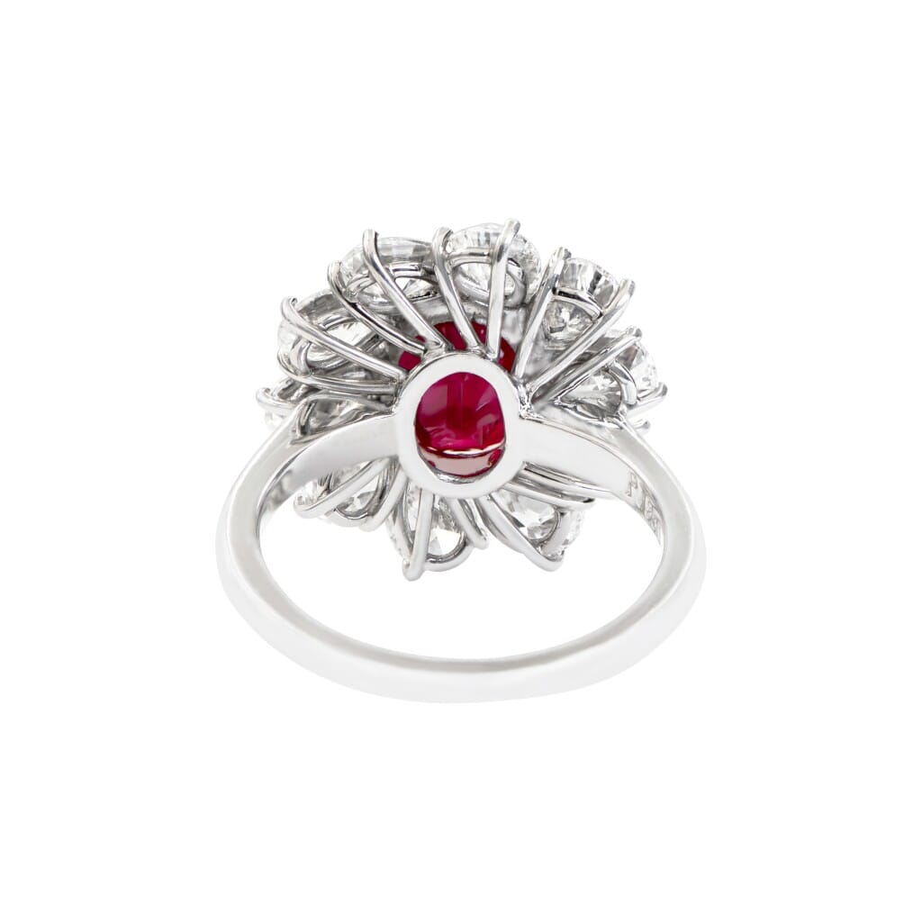Platinum, 4.39ct Burmese Ruby and Diamond Ring