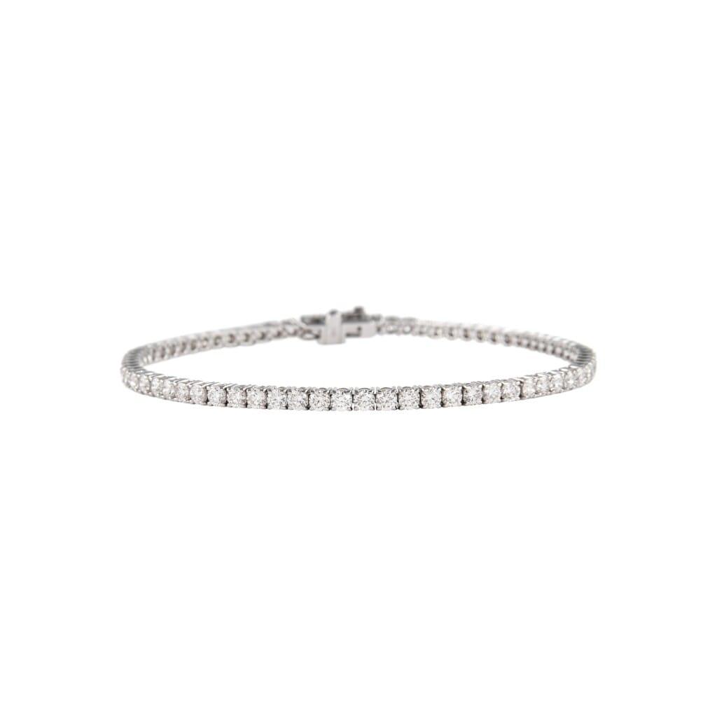 White Gold and 3.95ctw Round Brilliant Cut Diamond Tennis Bracelet