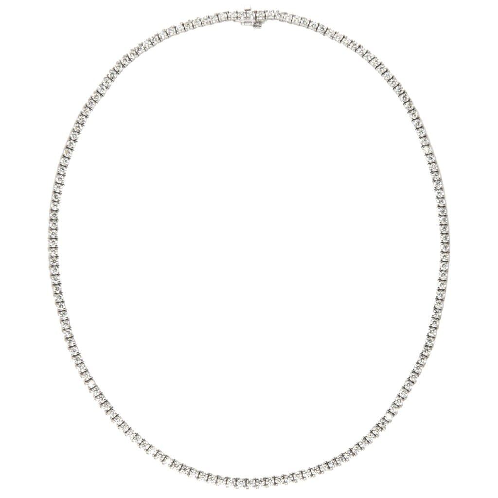 White Gold and 14.60ctw Round Brilliant Cut Tennis Necklace