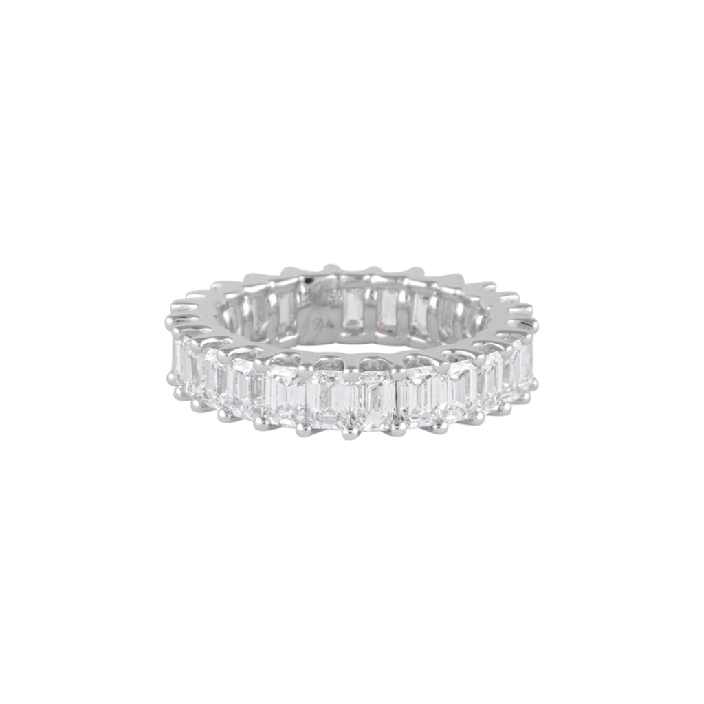 White Gold and 3.75ctw Emerald Cut Diamond Eternity Band Ring