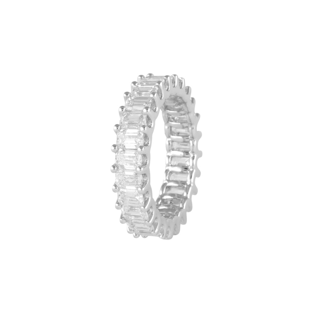 White Gold and 3.75ctw Emerald Cut Diamond Eternity Band Ring