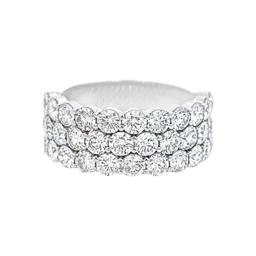 White Gold and 2.75ctw Round Brilliant Cut Diamond Three Row Ring