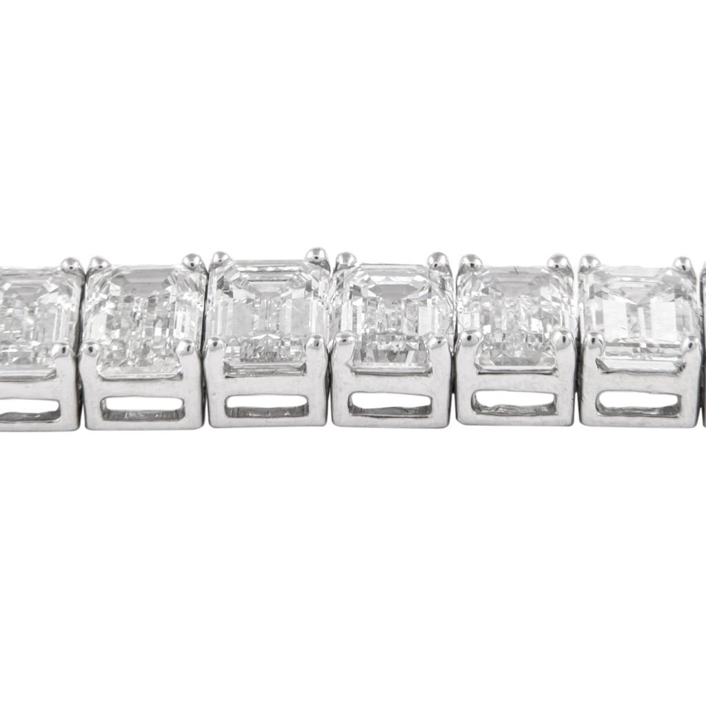 White Gold and 20.69ctw Emerald Cut Diamond Tennis Bracelet