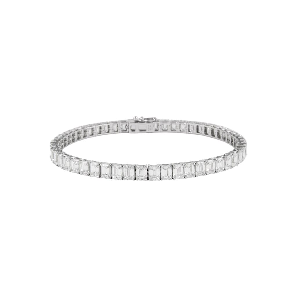 White Gold and 12.70ctw Emerald Cut Diamond Tennis Bracelet