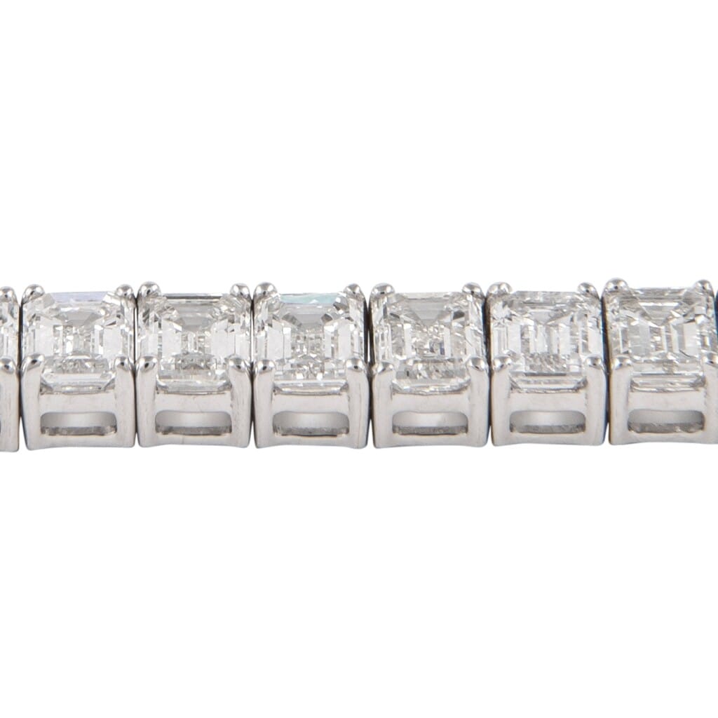 White Gold and 12.70ctw Emerald Cut Diamond Tennis Bracelet