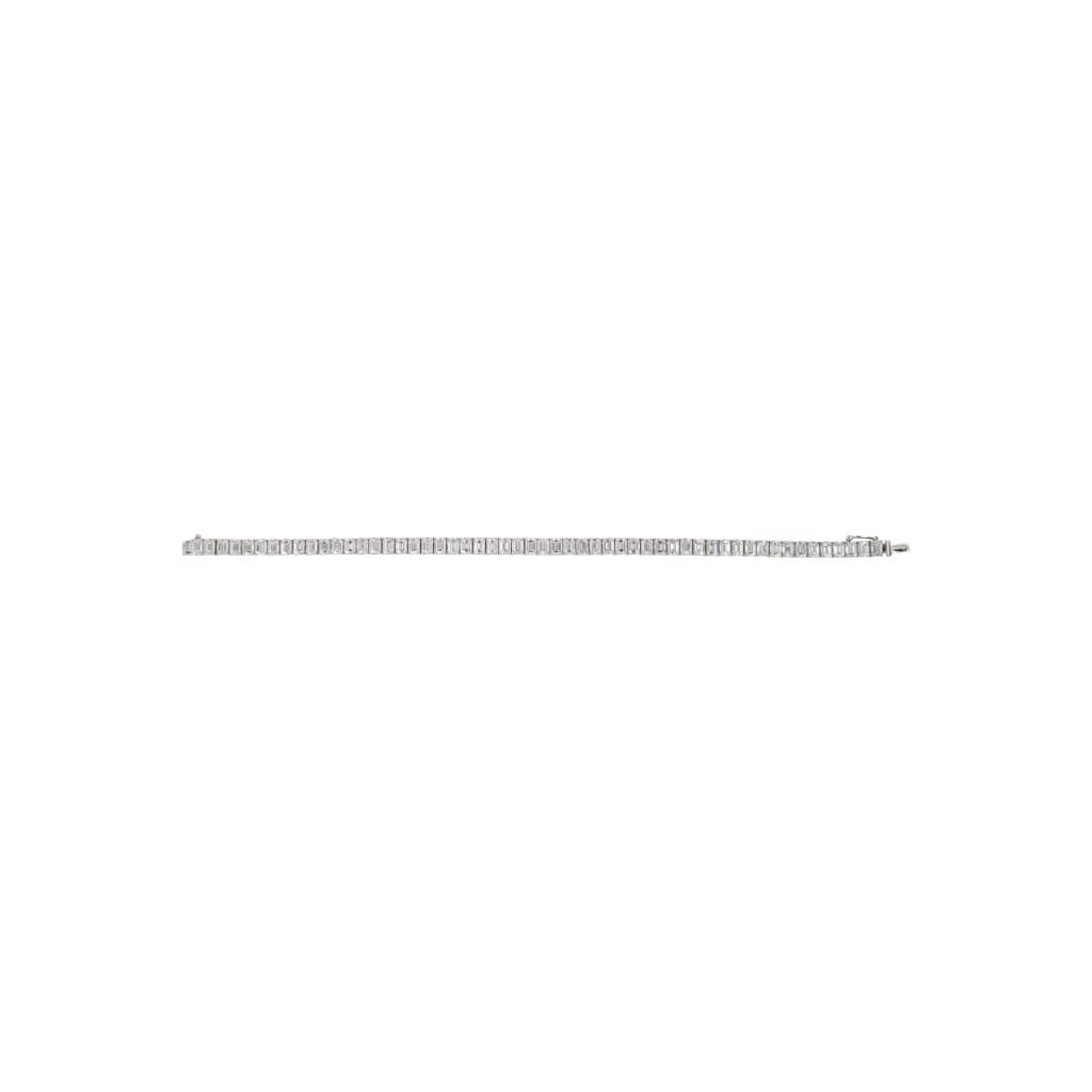 White Gold and 12.70ctw Emerald Cut Diamond Tennis Bracelet