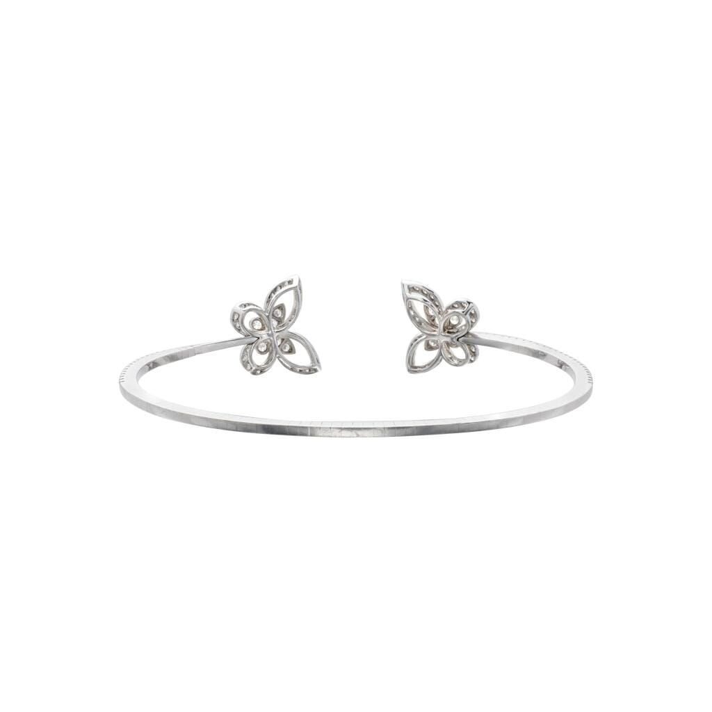 White Gold and Diamond Double Butterfly Silhouette Bangle Bracelet