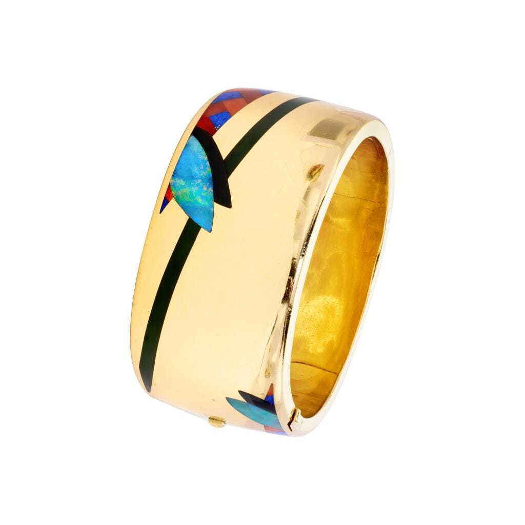Vintage Gold and Multigem Inlay Bracelet