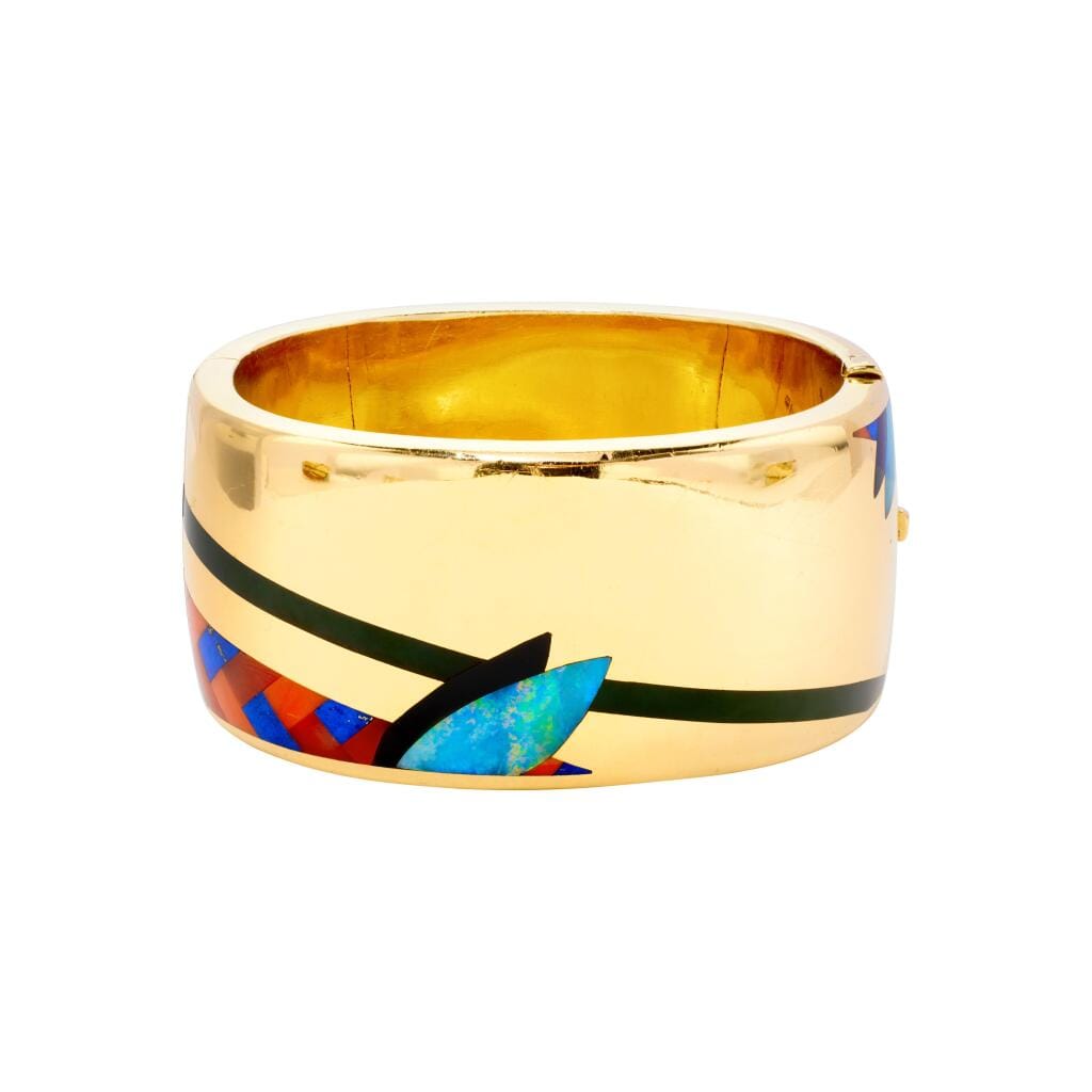 Vintage Gold and Multigem Inlay Bracelet