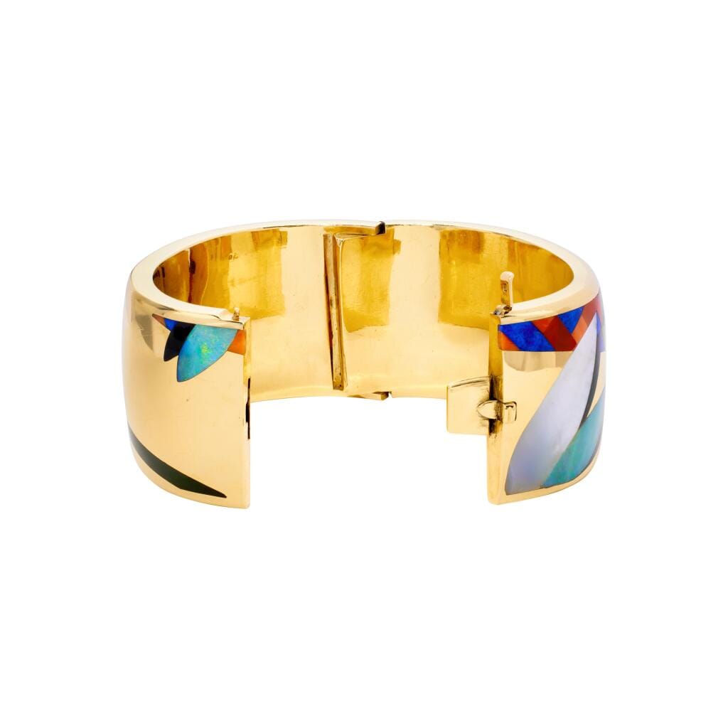 Vintage Gold and Multigem Inlay Bracelet