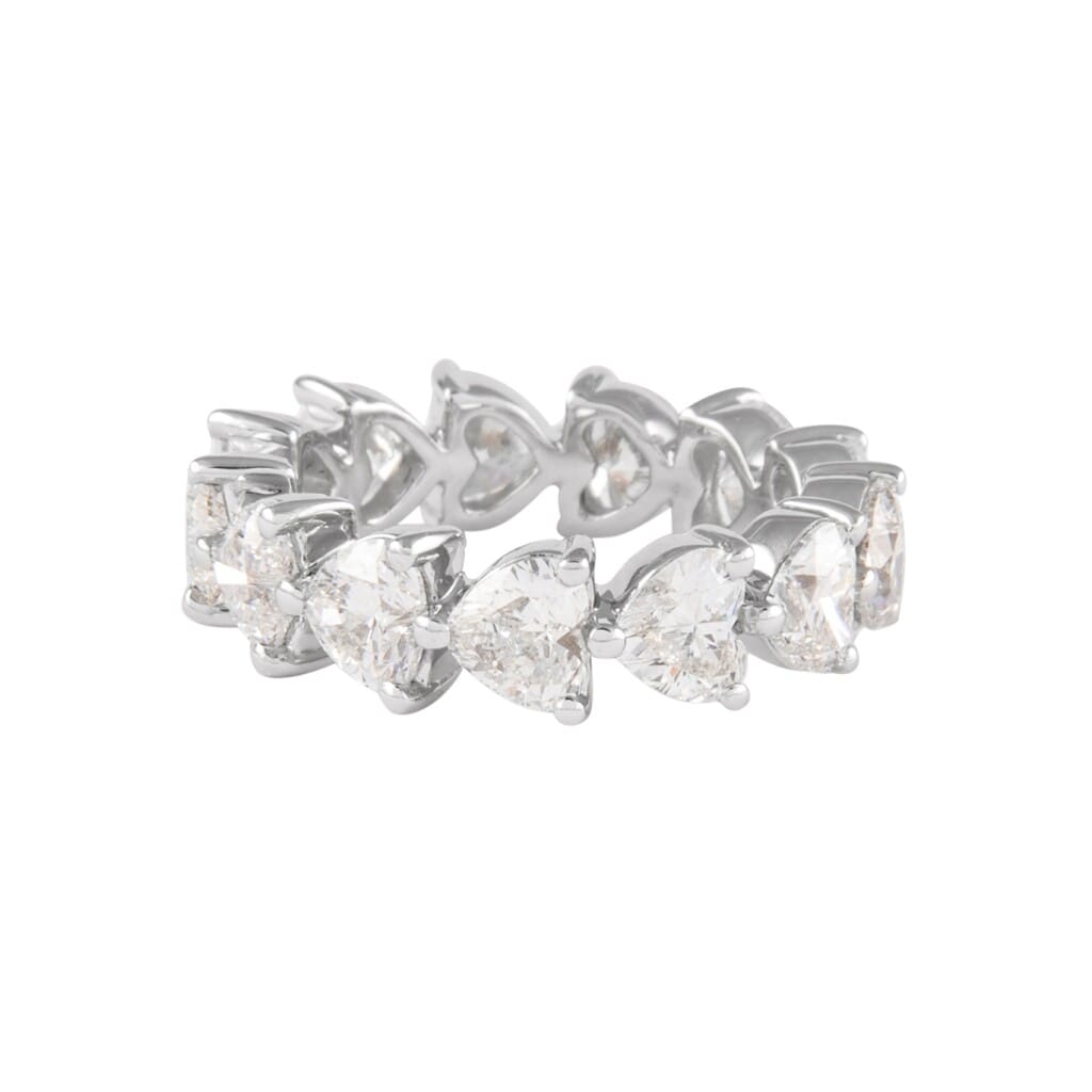 Platinum and 4.00ctw Heart Shape Diamond Eternity Band Ring