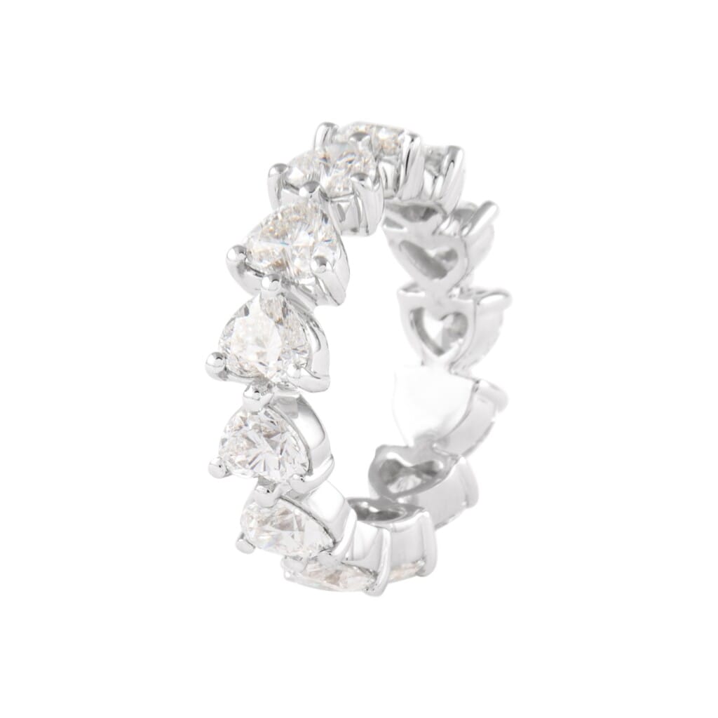 Platinum and 4.00ctw Heart Shape Diamond Eternity Band Ring