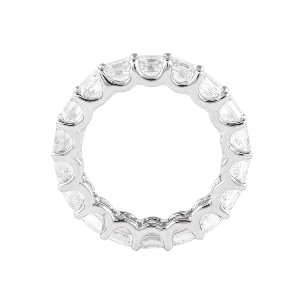 White Gold and 5.70ctw Asscher Cut Diamond Eternity Band Ring