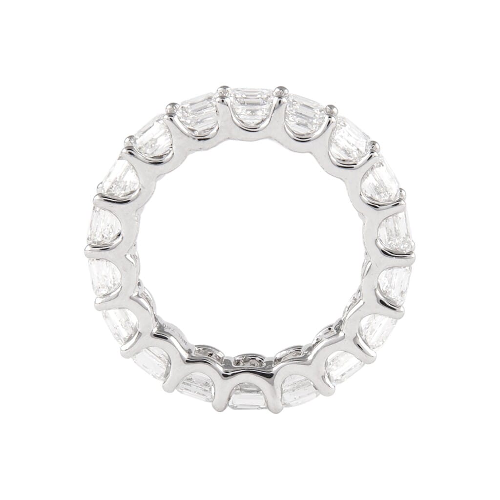 White Gold and 5.50ctw Asscher Cut Diamond Eternity Band Ring