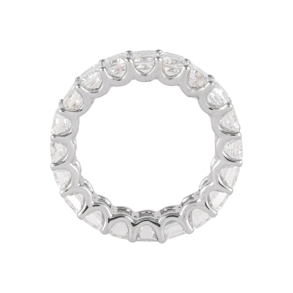White Gold and 5.90ctw Emerald Cut Diamond Eternity Band Ring