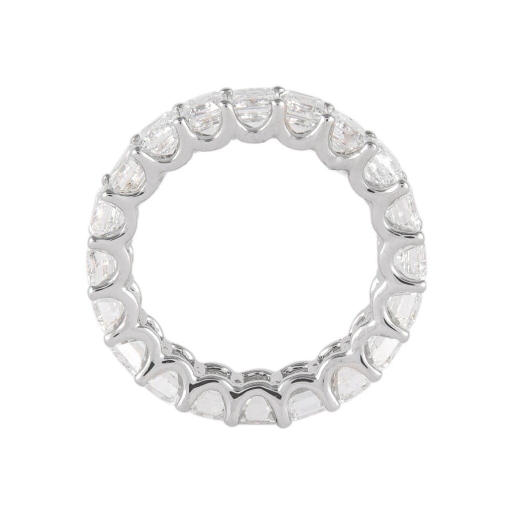White Gold and 5.90ctw Emerald Cut Diamond Eternity Band Ring