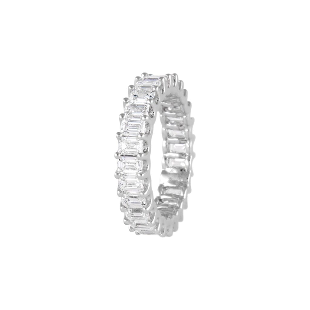 White Gold and 3.80ctw Emerald Cut Eternity Band Ring