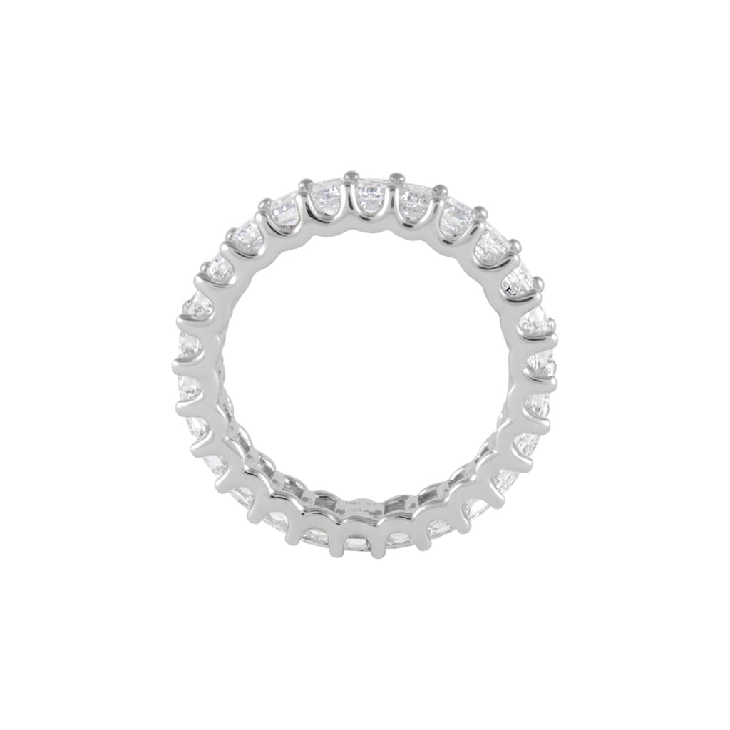 White Gold and 3.80ctw Emerald Cut Eternity Band Ring