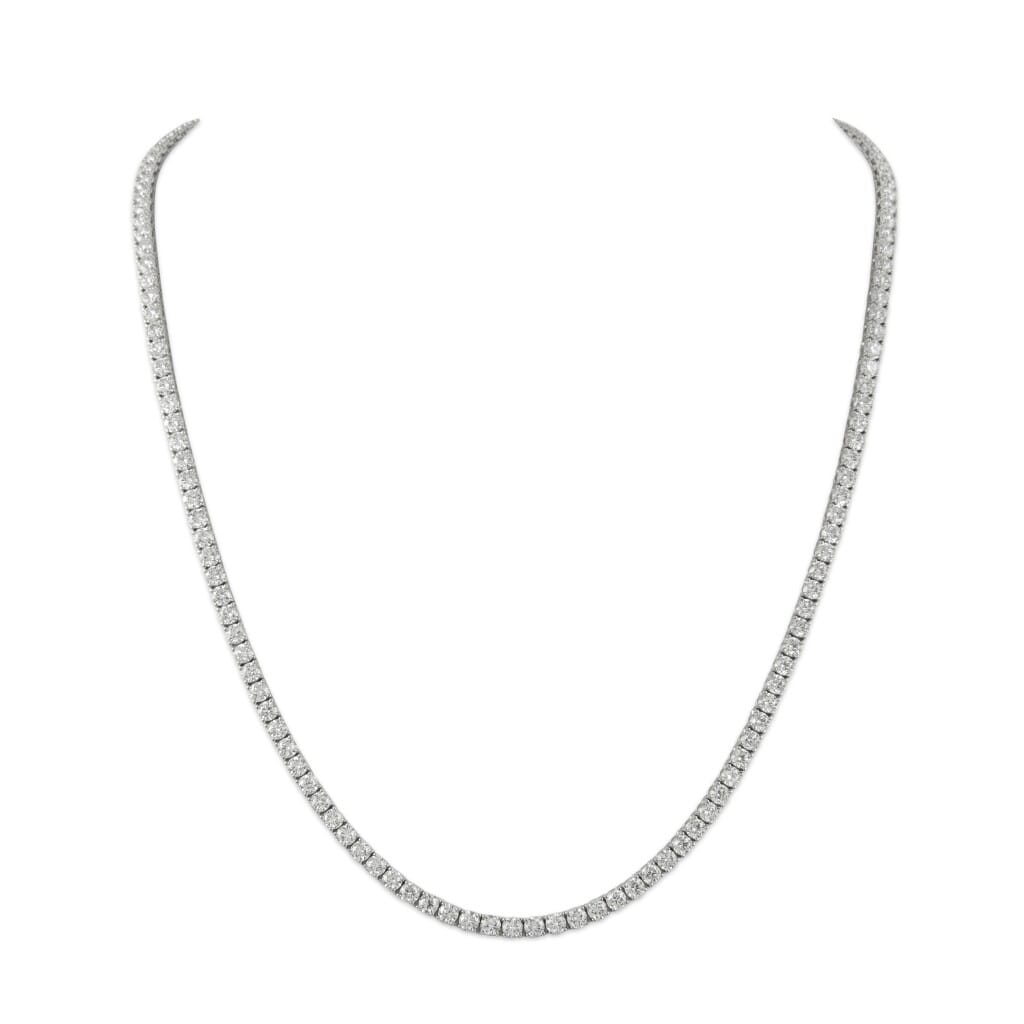 White Gold and 35.55ctw Round Brilliant Cut Diamond Tennis Necklace