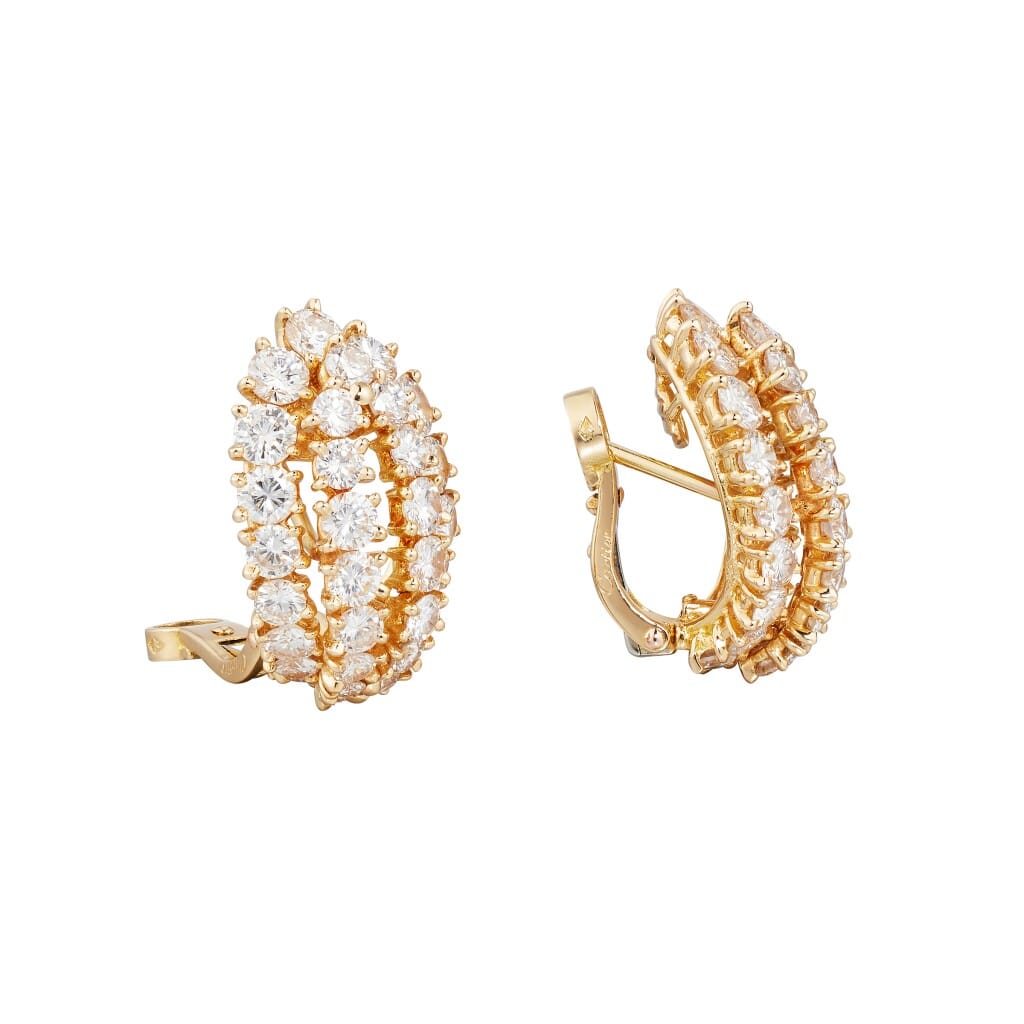 Gold and Diamond Bombe Earclips