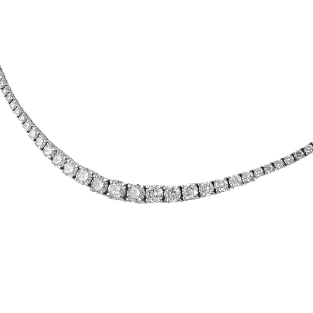 White Gold and 7.65ctw Round Brilliant Cut Diamond Rivière Tennis Necklace