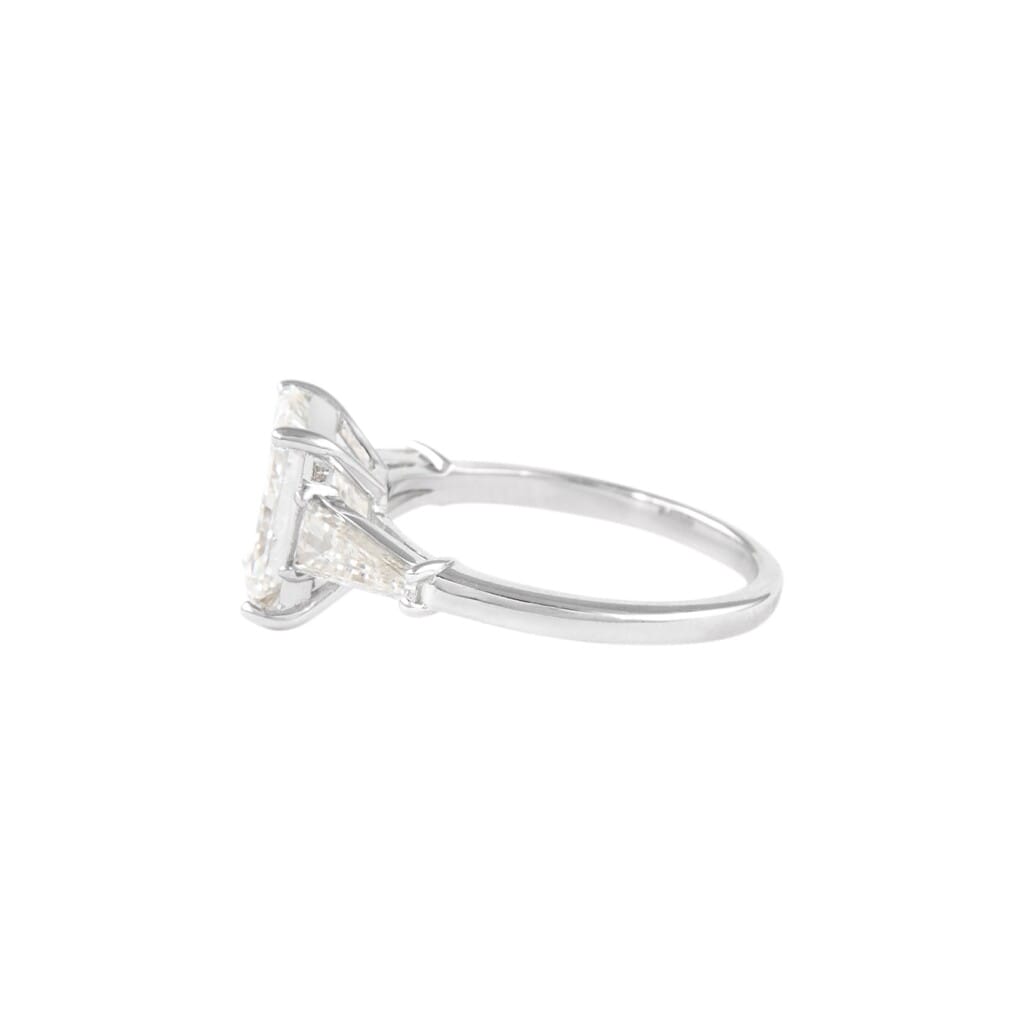 White Gold and 3.02ct Radiant Cut Diamond Three Stone Engagement Ring