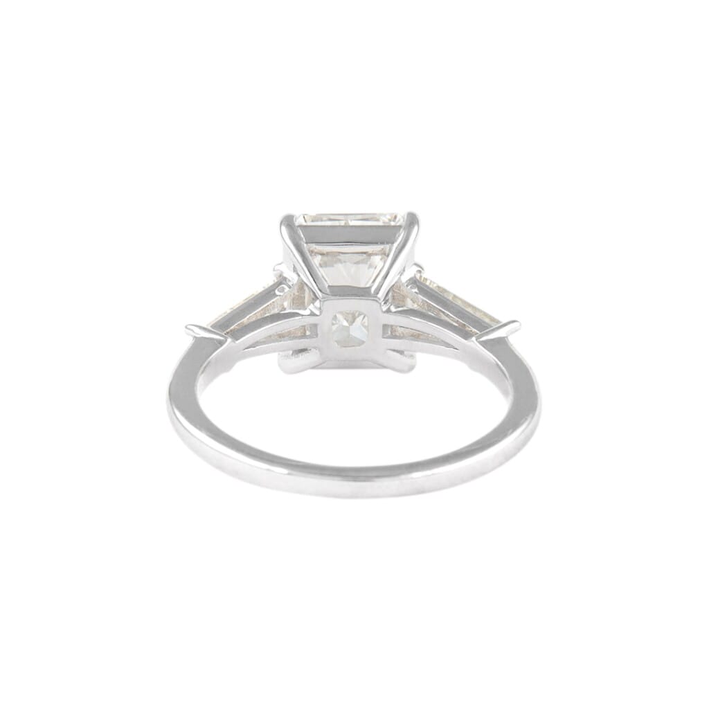White Gold and 3.02ct Radiant Cut Diamond Three Stone Engagement Ring