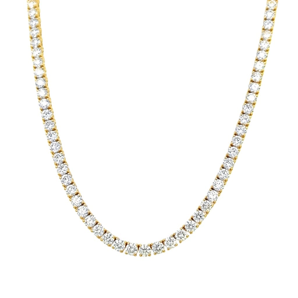 Gold and 22.75ctw Round Brilliant Cut Diamond Tennis Necklace