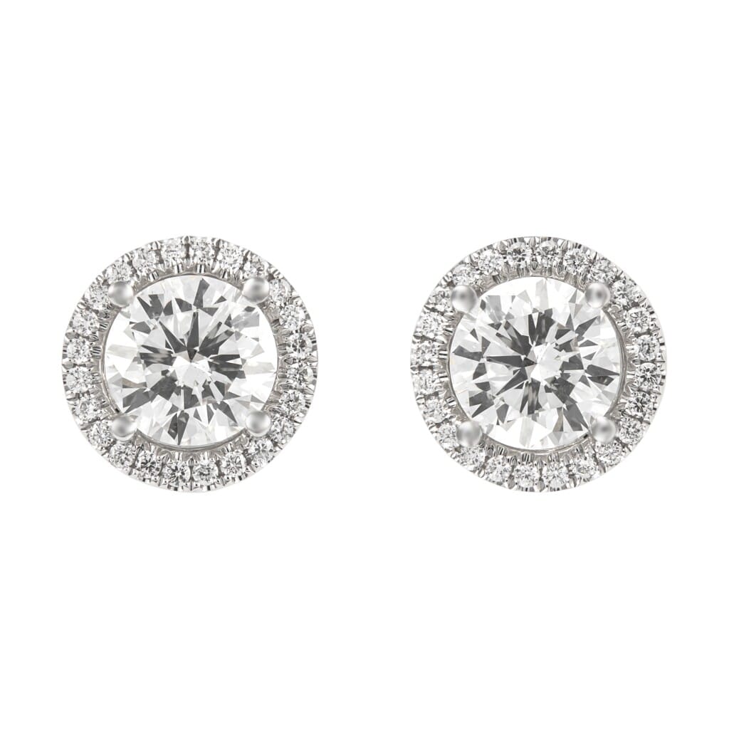 White Gold and 4.02ctw Round Brilliant Cut Diamond Stud Earrings