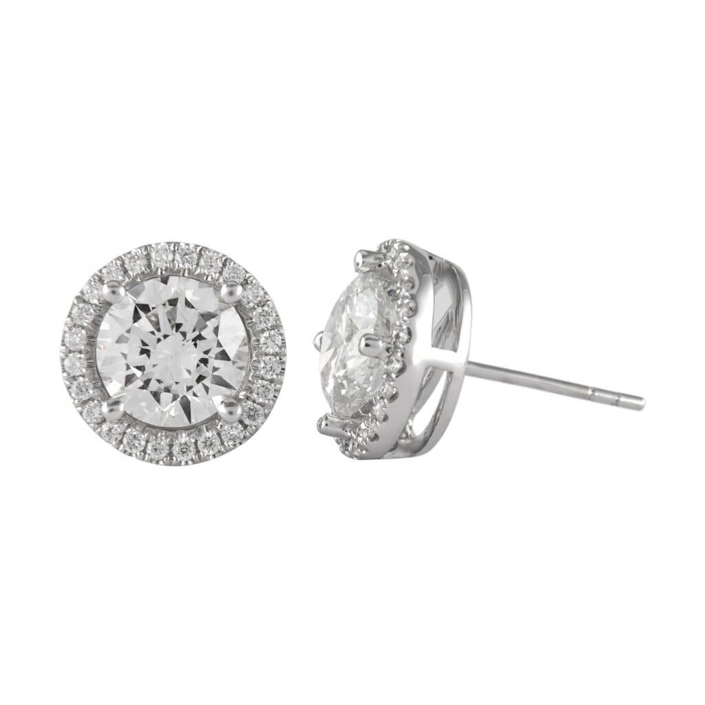 White Gold and 4.02ctw Round Brilliant Cut Diamond Stud Earrings