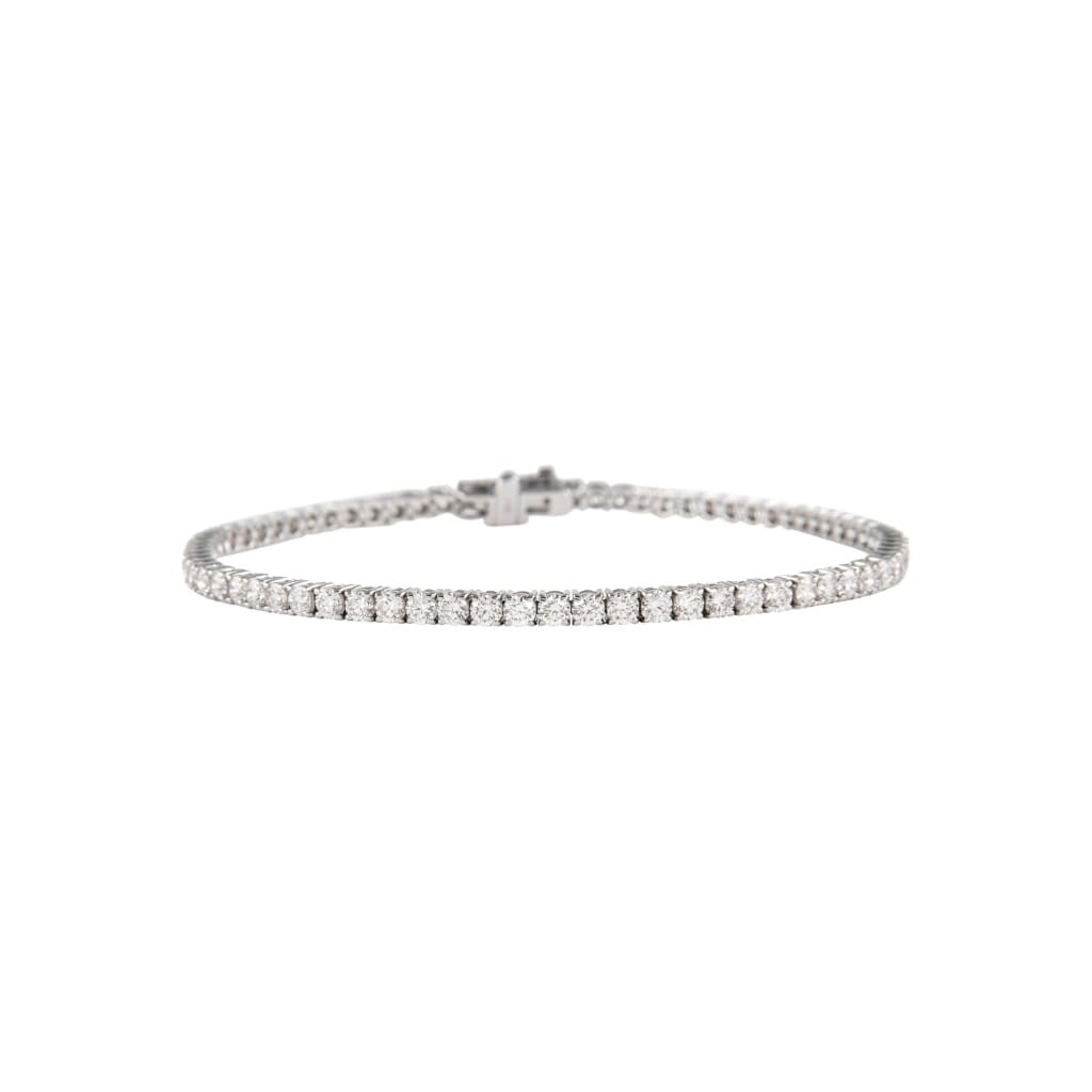 White Gold and 3.95ctw Round Brilliant Cut Diamond Tennis Bracelet