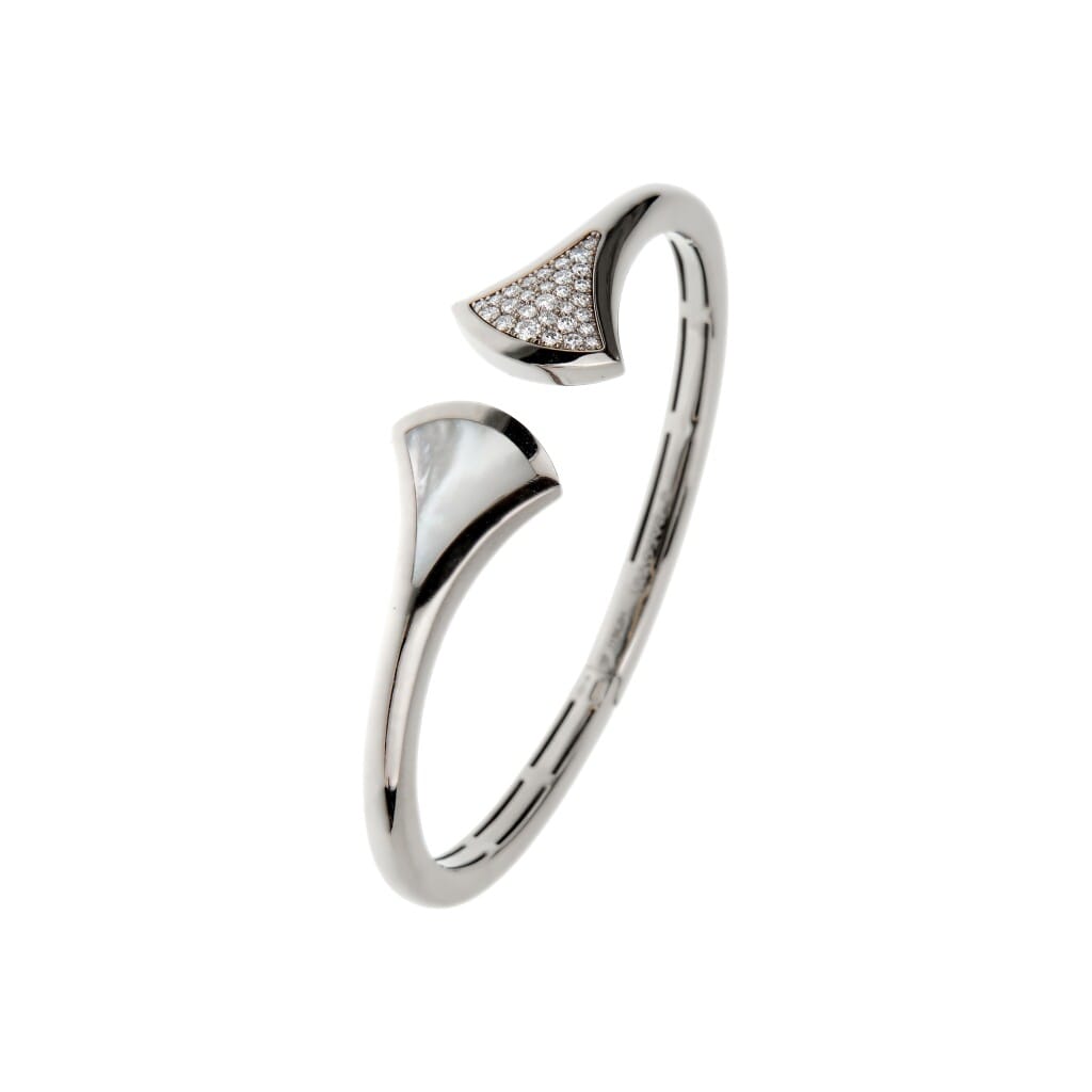 White Gold, Mother of Pearl and Diamond Diva's Dream Cuff Bracelet